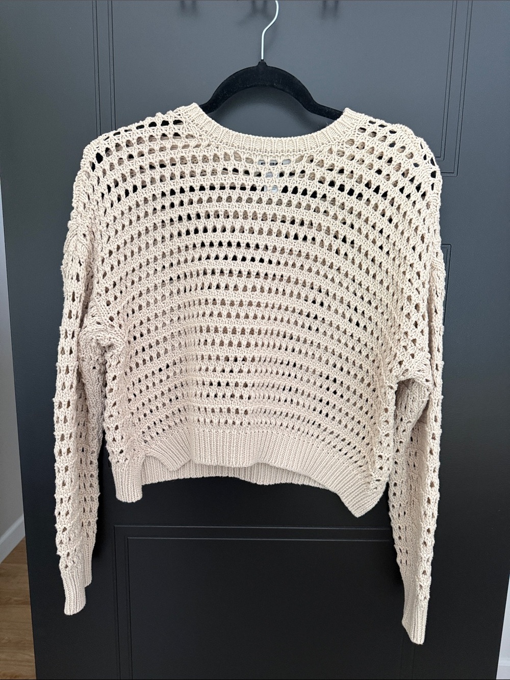 RSQ Cream Open-Knit Crewneck Sweater